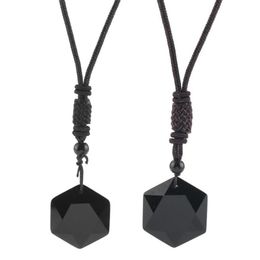 Pendant Necklaces Obsidian Spirit Pendulum Energy Stone Six-Pointed Star Necklace Men And Women Sweater Chain Jewelr263Q