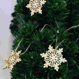 Decorative Figurines Sharp Hexagonal Wooden Snowflake Hanging Ornament Decoration Pendants With String (Wood Color)