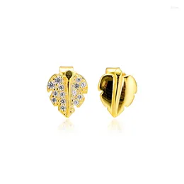 Stud Earrings Shining & Sparkling Leaf Elegant Jewellery Making 925 Original Sterling Silver Fashion Earring Studs Woman Gift