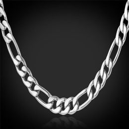 18K Real Gold Plated Figaro Chain Necklaces for Men High Quality Stainless Steel Mens Gold Chain Men Necklace Jewelry287b