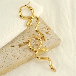 Hoop Earrings Stainless Steel 18K Gold Plated Snake Shape Earring For Women Girls Party Jewellery Gift E2187