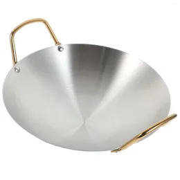 Pans Stainless Steel Dry Pot Practical Cooking Double Handle Wok Kitchen Outdoor Utensil