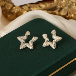 Stud Earrings French Luxury Full Of Zircon Pentagram For Women 2023 Fashion Jewellery Wedding Evening Accessories