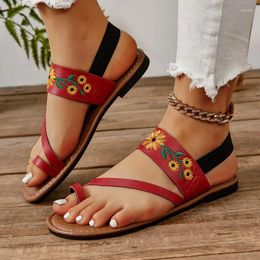 Sandals Ladies Shoes 2023 Light Thong Women's Open Toe Beach Women Embroidered Slip On Soft Bottom Flat Heel