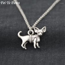 Pendant Necklaces Antique Silver Color Chihuahua Dog Stainless Steel Chain Necklace Boho Animal Chocker Fashion Accessories Jewele282H