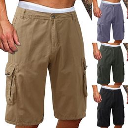 Men's Shorts Men Casual Multi Straight Short Pant Solid Colour Outdoor Overall Trouser Button Pocket Cargo Mens Work Pants
