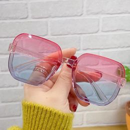 Sunglasses Square Frame For Women Men Fashion Retro Gradient Ocean Colour Pink Lens UV400 Sun Glasses Vintage Casual Eyewear 2023