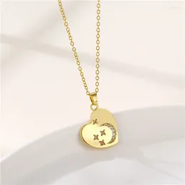 Pendant Necklaces Sweet Moon Star Heart Stainless Steel For Women Korean Fashion Romantic Wedding Party Jewellery Wholesale