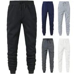 Men's Pants Comfy Hiphop Sweatpants Solid Color Track Cuff Lace Up Workout With Pocket Male Trousers