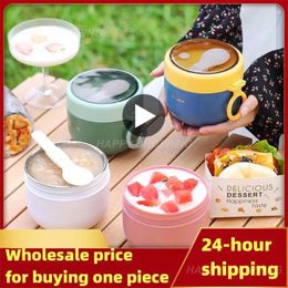 Dinnerware Portable Stainless Steel Soup Cup Lunch Box Containers Cute Shape Vacuum Flasks Thermo Microwave Heating With Spoon