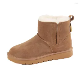 Boots 2023 Winter Fur Ladies Snow Sheepskin Wool Low Top Warm Shoes Women Short Ankle High