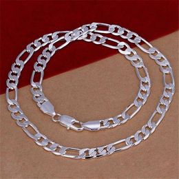 8MM flat horse whip necklace sterling silver plated necklace STSN018 fashion 925 silver Chains necklace factory chri329o