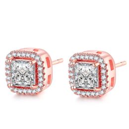 Victoria Wieck Sparkling Classical Four Claw Jewelry 925 Silver&Gold Fill Princess White Topaz CZ Diamond Stud Earring for Women G2919