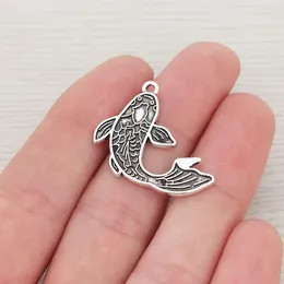 Charms 10 X Tibetan Silver Carp Fish Pendants Beads For DIY Necklace Bracelet Jewelry Making Findings Accessories 25x19mm