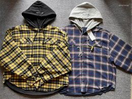 Men's Hoodies Fasion Plaid GRAILZ Double-sided FLANNEL Hoodie Men Women Thick Keep Warm Streetwear Patchwork Pullover Techwear