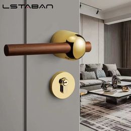 High Quality Black Walnut Door Lock American Style Bedroom Door Lock Interior Door Handle Furniture Indoor Door Handle Lockset 231222