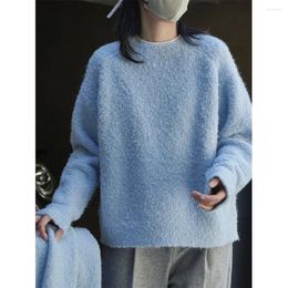 Women's Sweaters Winter Korean Designer Style Lazy Wool Loop Yarn Sweater Loose Warm Cover Casual Knitted Top For Women
