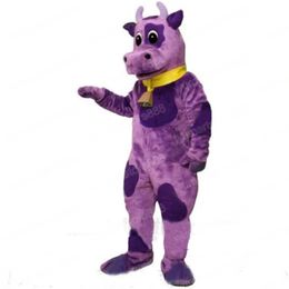 Newest Purple Bull Mascot Costume Top quality Carnival Unisex Outfit Christmas Birthday Outdoor Festival Dress Up Promotional Props Holiday Party Dress