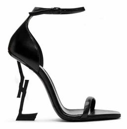 2024 Luxury brands designer sandals women's sexy high heels sandals pumps Opyum 110mm leather Heels sandal black patent leathers pump open toe thin heeled 35-43