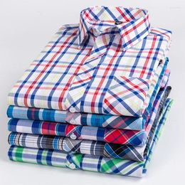 Men's Casual Shirts Plus Size 8XLcotton Long-sleeve For Men Slim Fit Plain Shirt Thin Plaid Hawaiian Tops Designer Elegant Clothes