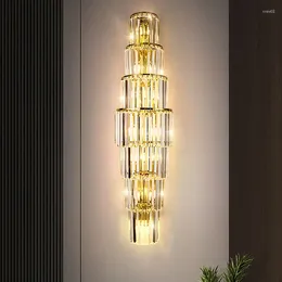 Wall Lamp Modern Luxury 80/100/120cm Big Crystal Led For Living Room Bedroom Aisle Bathroom Bedside Gold Design Decorative Light