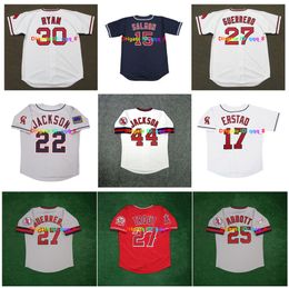 Mike Trout Tim Salmon Nolan Ryan Anaheim Throwback Baseball Jersey Angels Vladimir Guerrero Jim Abbott Bo Jackson Jim Edmonds Reggie Jackson Wally Joyner Size S-4XL