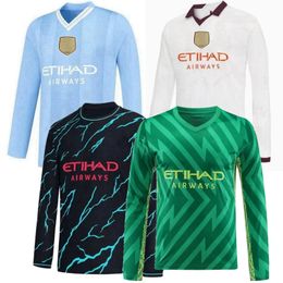 Long sleeve Player Fans HAALAND GVARDIOL Soccer Jerseys DE BRUYNE 2023 2024 MANS Man City WALKER STONES AKANJI J.ALVAREZ BERNARDO FODEN EDERSON M. 23 24 Football shirts