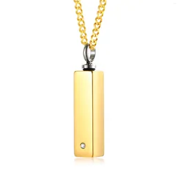 Pendant Necklaces Titanium Cinerary Casket For Men Gold Colour Stainless Steel Openable Necklace