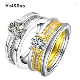 With Side Stones Eleple Bridal Sets Yellow White Gold Color Ring Wedding Rings For Women Fashion Jewelry Lovers Gifts Drop VSR152