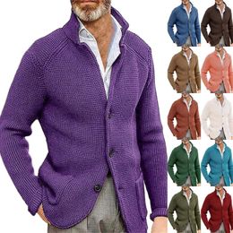 Men's Sweaters Mens Casual Button Solid V Neck Slim Fit Warm Sweater Cardigan Coat Big Tall Front