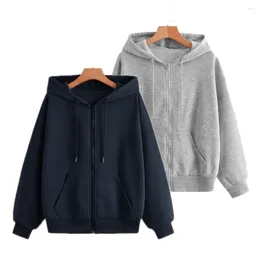 Women's Hoodies 2023 Autumn For Women Zip Up Drop Shoulder Jacket Female Clothing Sweatshirts