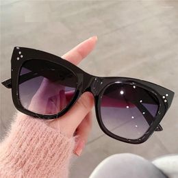 Sunglasses 2024 Square Fashion Vintage Women Brand Designer Oversized Gradient Sun Glasses Rivet Shades Female Luxury UV400