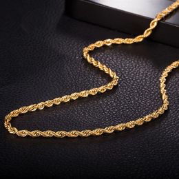 Top Quality 18K Yellow Gold Plated 3mm 60cm 24 Chain Necklace for Men Women for Party Wedding NL-132196F