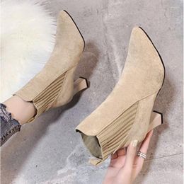 Boots Pointed Sleeve Short For Women's 2023 Autumn And Winter Korean Fashion Naked Botas Womens Ankle Female