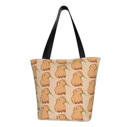 Shopping Bags Kawaii Cute Capybara Tote Reusable Animal Lover Canvas Grocery Shoulder Shopper Bag