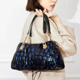 Evening Bags 2024 Fashion Alligator Women Handbags European Designer Genuine Patent Leather Shoulder Female Crossbody Bag