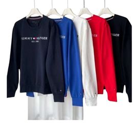 Tommyhilfiger moletom com capuz designer de moda de luxo homem outono inverno suéter manga comprida algodão em torno do pescoço solto carta bordado moletom com capuz 1185