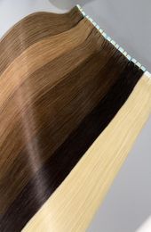 High Quality 12A Tape In Human Hair Extensions Remy Virgin Unprocessed Double Drown 80pcs 200gPack 2 Years Life 14quot16quot15266433