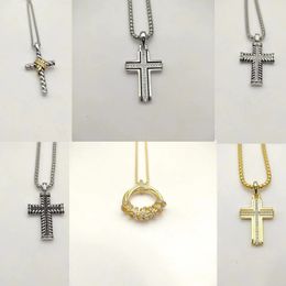 DY Designer Necklace Cross diamonds Pendant for Men and Women Personalised popular Jewellery 925 Silver Twisted gold Chain high quality dy Necklaces with Box
