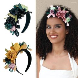 Hair Clips Big Chunky Statement Flower Headbands For Women Fashion Handmade Cloth Trendy Party Festival Floral Royal Band Jewellery