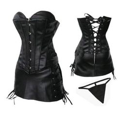 PLUS SIZE Women Fashion Clubwear Corset Dress Outfit Sexy PVC Leather Overbust Bustier Corselet and Side Laceup Mini Skirt S6XL 6715318