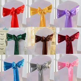 1050100pcs Satin Chair Bow Sashes Wedding Indoor Outdoor Knot Ribbon Butterfly Ties Party Event el Banquet Decoration 231222