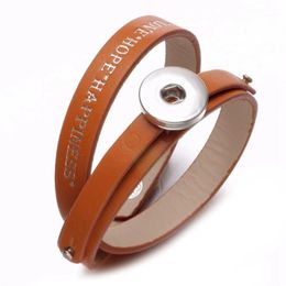 New Arrivals Yellow PU Leather DIY Lucky Armband Snap Bracelet 18mm Snap Button Jewelry For Jewelry SZ0479j1312F