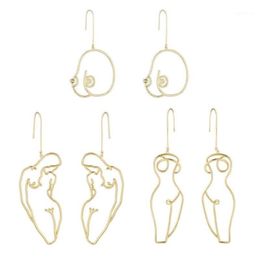 3 Pairs Artsy Abstract Lady Breast Statement Hoop Earrings Kit Hollow Wire Outline Female Body Boob Earrings Kit Jewelry1352e