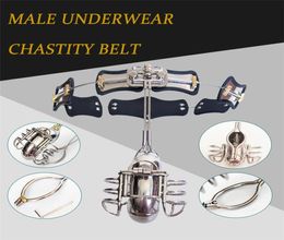 Chastity Devices Design Stainless Steel Male Underwear Chastity Belt Cages Cock Cage Penis Lock Adult Game3315448