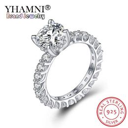 YHAMNI 100% Real 925 Sterling Silver Ring 2 0CT 8MM Classic Created Moissanite Wedding Engagement Rings Jewelry for Women JZ3252676