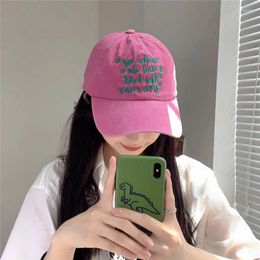 Ball Caps Washed Cotton Letter Baseball Cap For Women Retro Embroidery Snapback Hat Summer Solid Color Adjustable Couple Sun Visor Hats