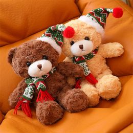 wholesale Christmas bear Christmas Eve gift Christmas hat decoration doll children's hug bear plush toy cross-border