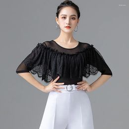 Stage Wear X031 Latin Dance Top Women's Mid Sleeve Rumba Shirt Modern Blouse National Standard Waltz Tops Practise Clothes