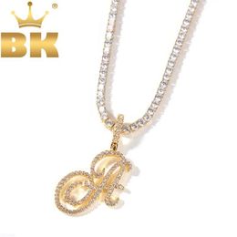 KING Artistic Font A-Z 26 Initial Letter Pendant With Tennis Necklace Cubic Zirconia Mens Women Charm Hiphop Jewellery Necklaces3130